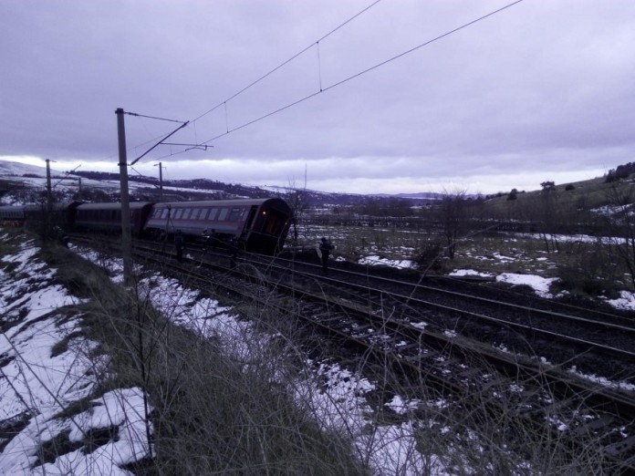 tren deraiat în Hunedoara