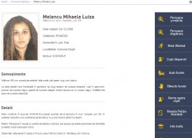 Pe site-ul Politiei române, Luiza Melencu este dată dispărută